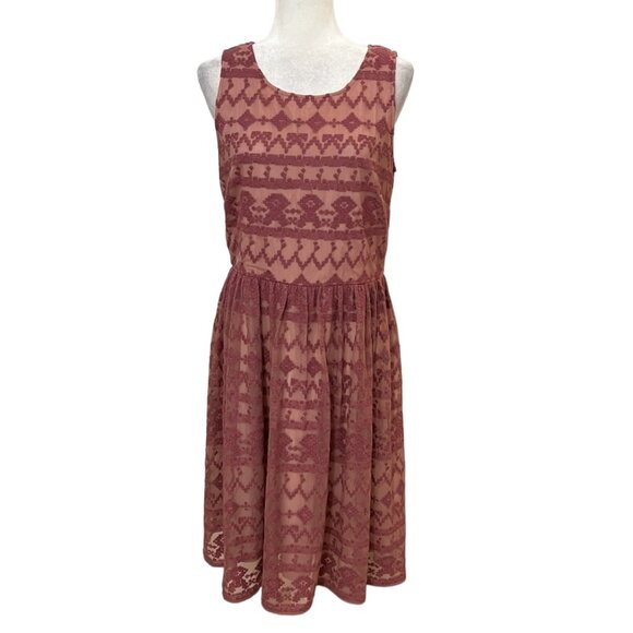 Sundance Dresses & Skirts - Sundance Women's Dress Sleeveless Dusty Pink Lace Embroidered Size 8 Knee Length